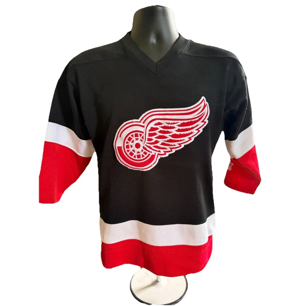 Vintage Detroit Red Wings Jersey Mens SmallBlack NHL Hockey Starter Retro
